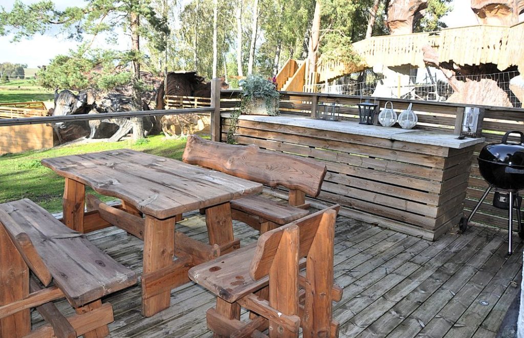 Utenfor hytten er det satt opp grillplass