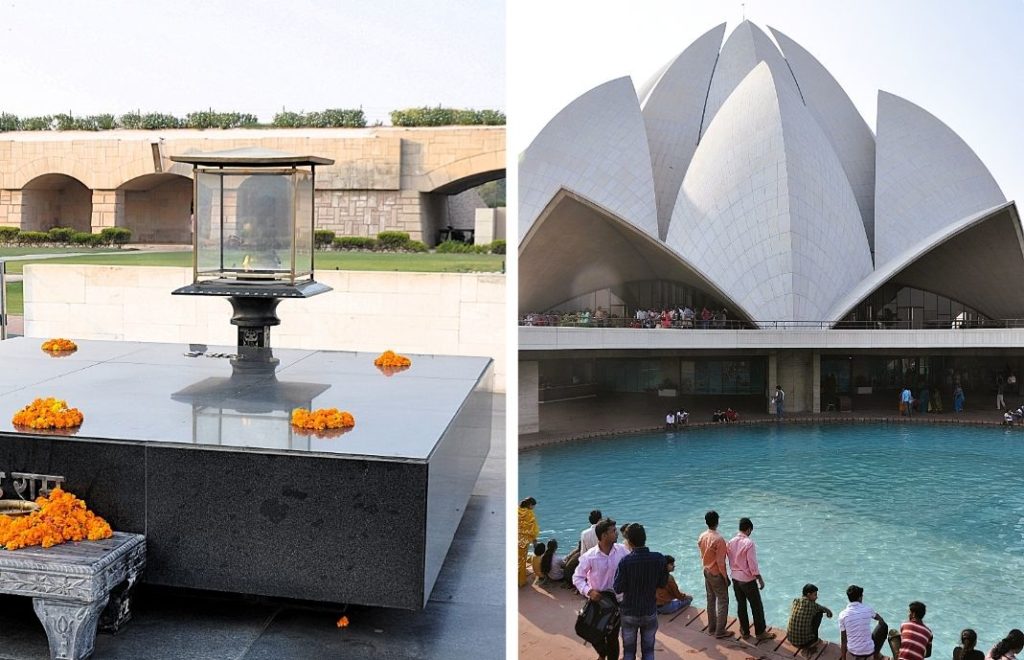 Raj Ghat og templet Baha’i i Delhi