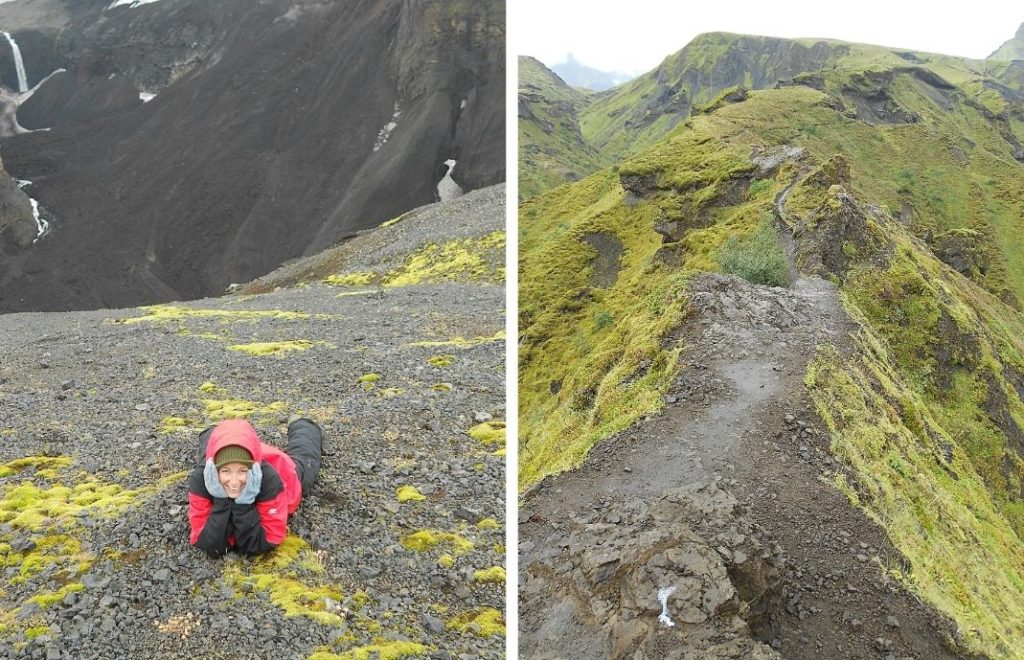 Fimmvorduhals Pass hvor isbreene Eyjafjallajökull og Myrdalsjokull møtes.