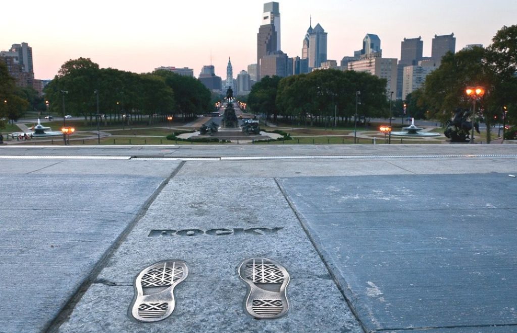 Rockys berømte avtrykk utenfor Philadelphia Museum of Art
