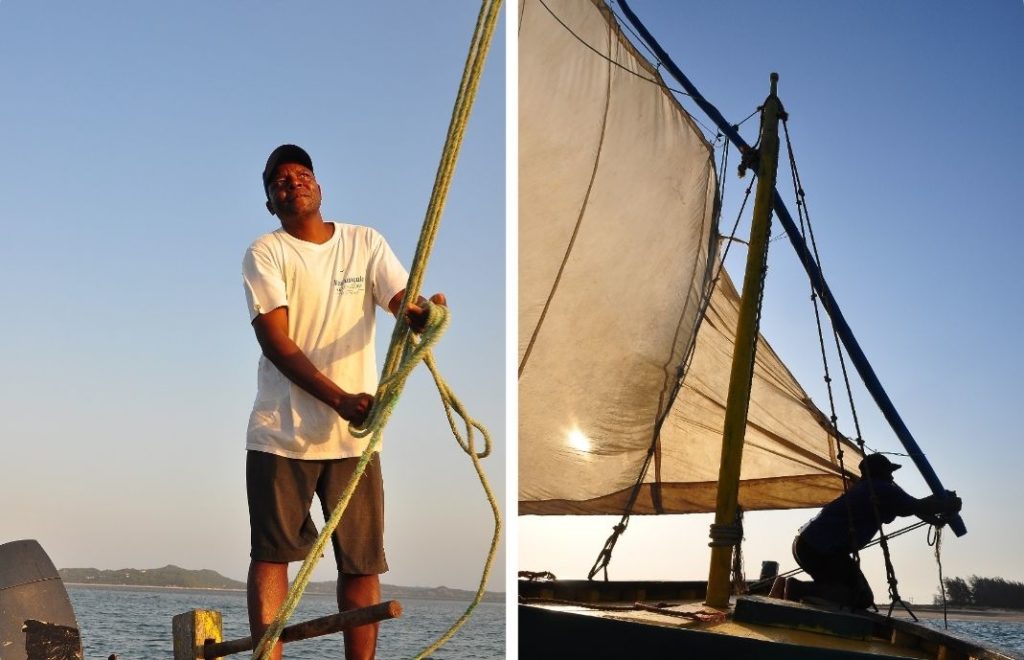 Seiltur med dhow i Mosambik