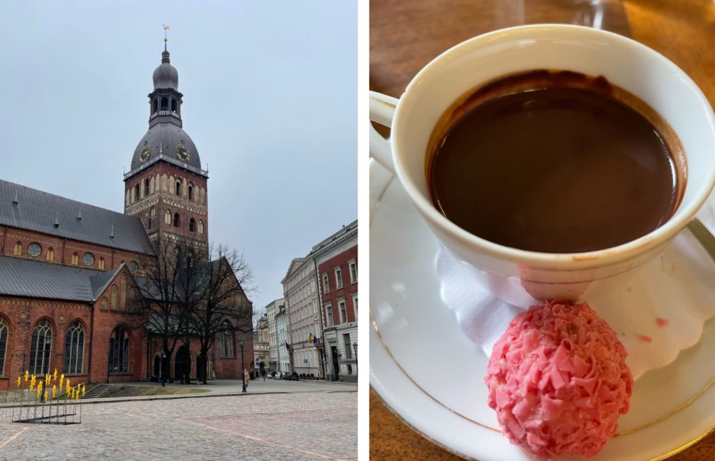Riga har flott arkitektur og mange koselige kafeer. 