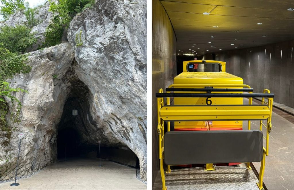 Inngang og tog i Postonja Cave