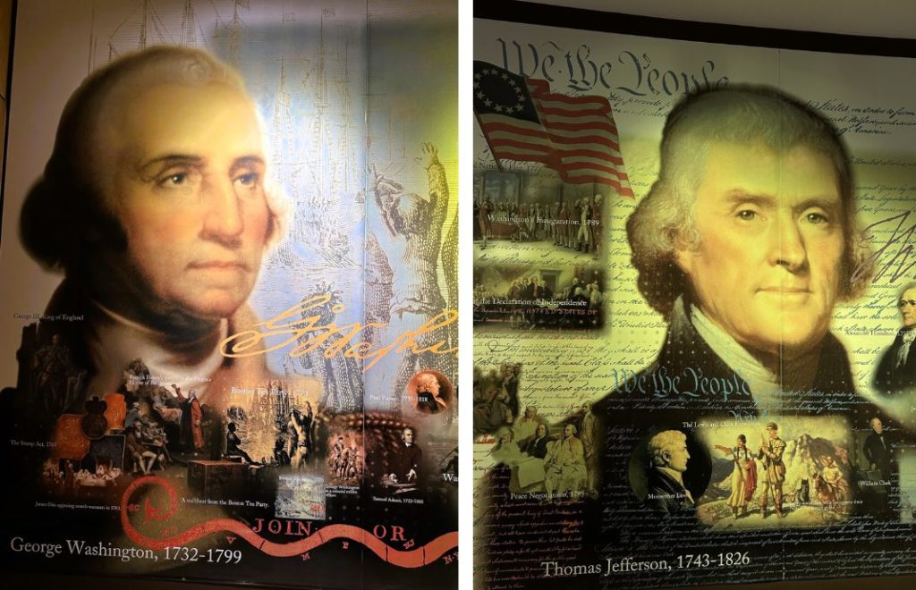 George Washington og Thomas Jefferson er to av USAs mest kjente presidenter. De er hedret på Mount Rushmore, South Dakota. 